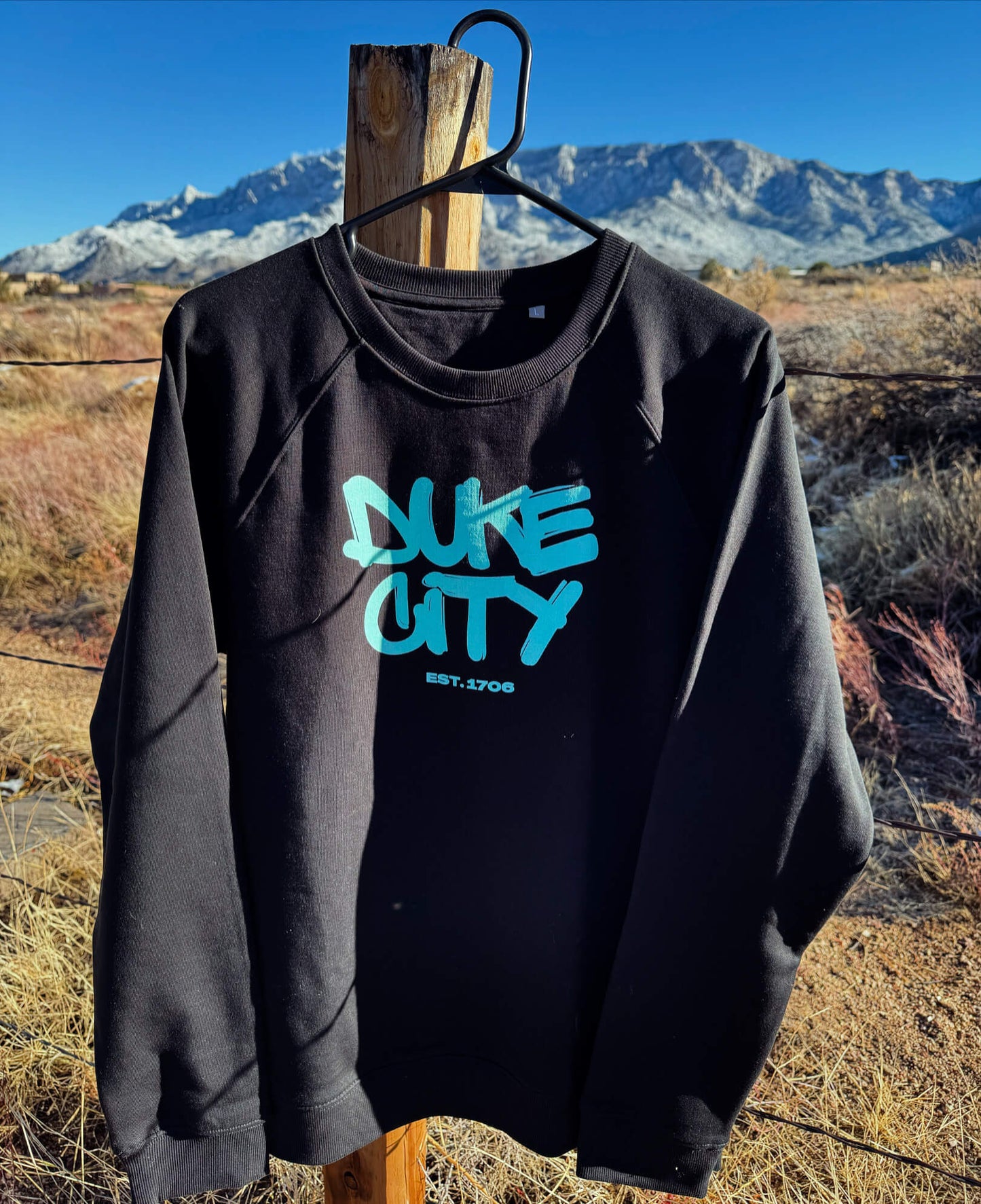 "Graffiti" Turquoise Organic Raglan Crewneck