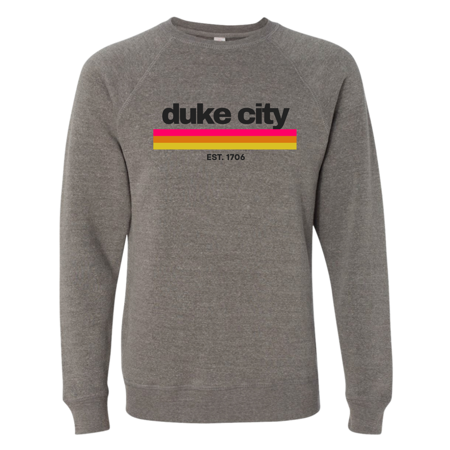 "Stripes" Black on Grey Organic Cotton Crewneck