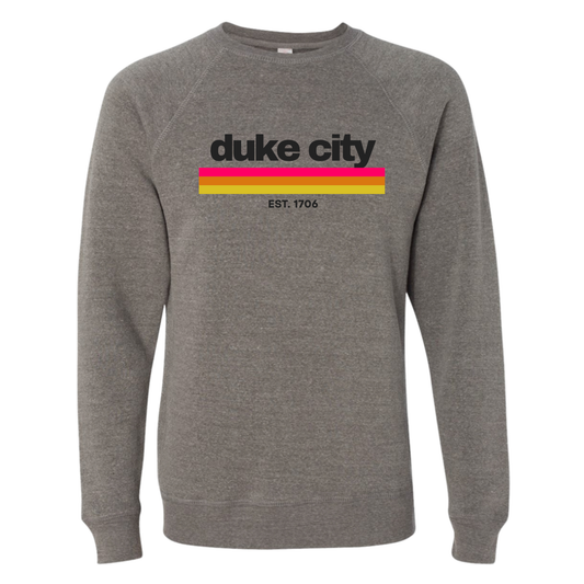 "Stripes" Black on Grey Organic Cotton Crewneck