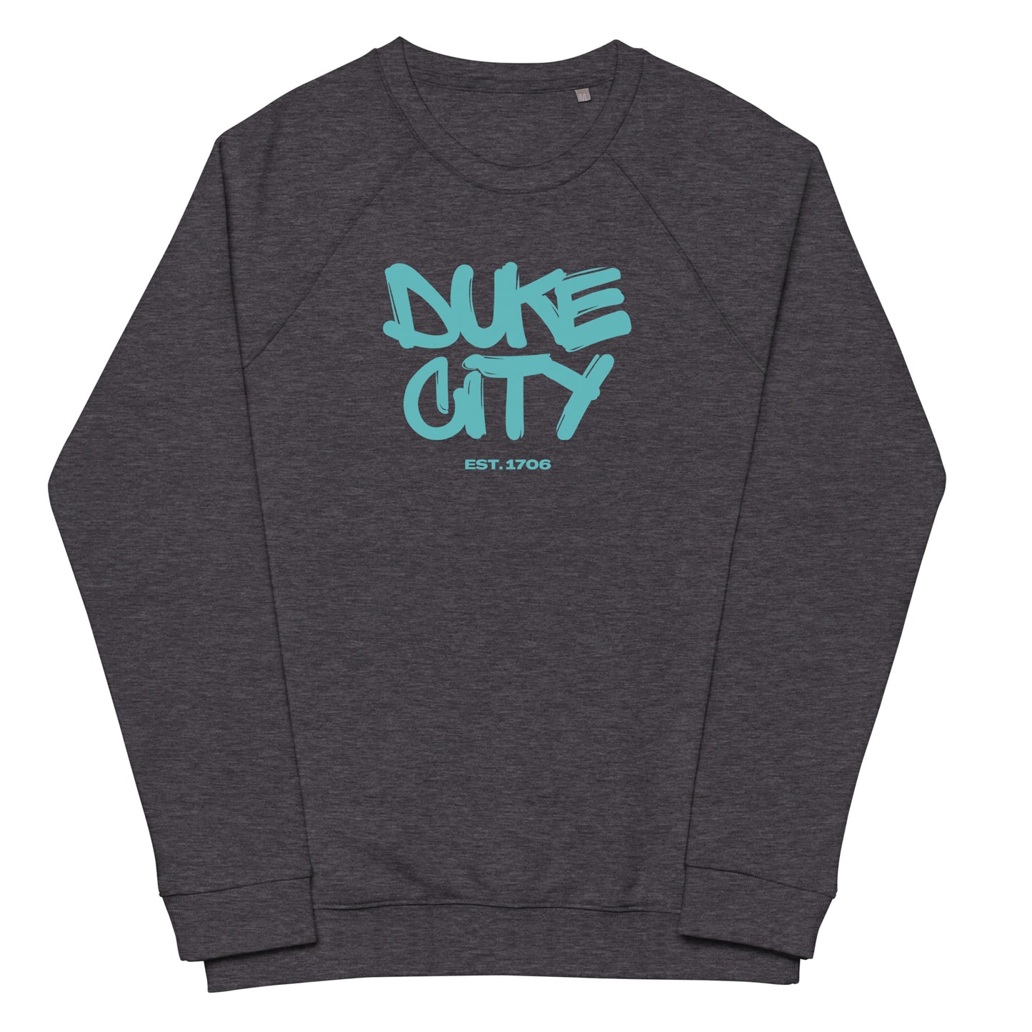 "Graffiti" Turquoise Organic Raglan Crewneck